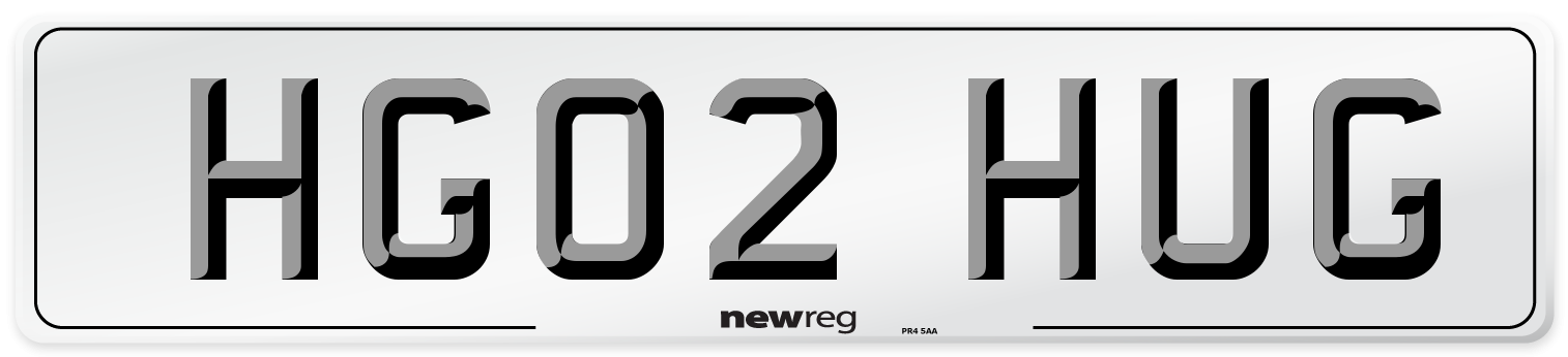 HG02 HUG Number Plate from New Reg